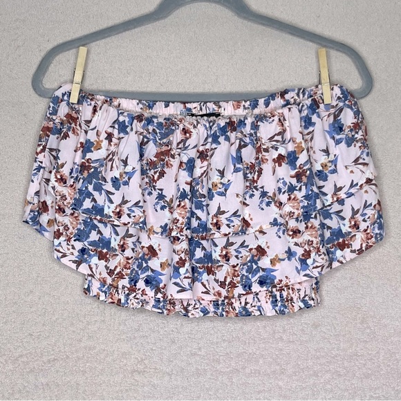 1 State Cropped Sleeveless Tube Top-Pink Floral-Tiered-Summer-Cottagecore-Casual - Picture 1 of 10